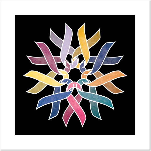 Cancer Ribbon Flower Wall Art by LaughingCoyote